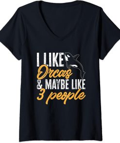 Womens Funny Orca Lover Graphic for Women Men Kids Whale V-Neck T-Shirt